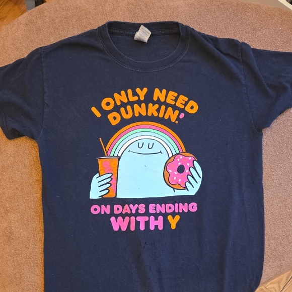 Dunkin Donuts Black Graphic T-Shirt Women's Small Short Steeve 100% Cotton - Picture 1 of 4